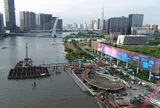 Cầu đi bộ vượt sông Sài Gòn chính thức đổ bê tông trụ chính