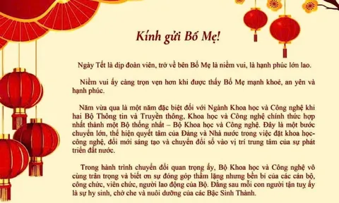 Bộ trưởng Nguyễn Mạnh Hùng gửi thư tới bố mẹ công chức, người lao động ngành KH-CN