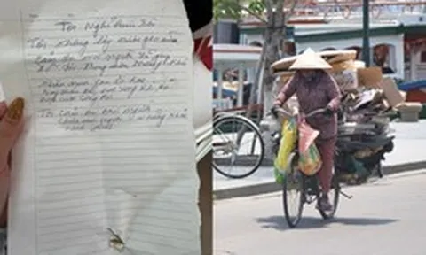 Mảnh giấy thông báo “nghỉ hưu” của người phụ nữ đi xin nước gạo khiến nhiều người xúc động: “Nhờ mọi người mà con tôi được ăn học…”