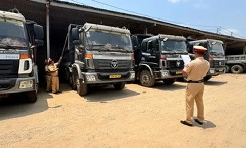 Hình ảnh CSGT Tây Ninh tổng kiểm tra phương tiện vận tải