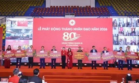 Gần 350 tỉ đồng được tiếp nhận tại Lễ phát động Tháng nhân đạo năm 2026