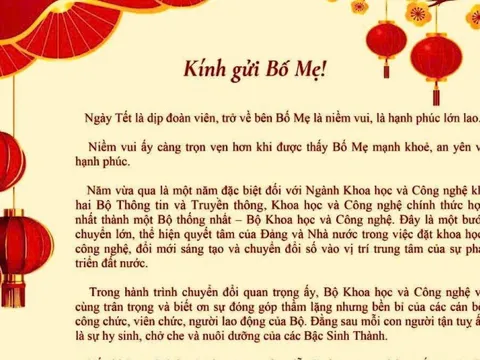 Bộ trưởng Nguyễn Mạnh Hùng gửi thư tới bố mẹ công chức, người lao động ngành KH-CN