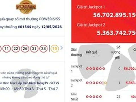 Xổ số Vietlott có vé Power 6/55 trúng giải Jackpot 2
