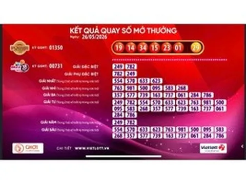 Cuối ngày 26-5, xổ số Vietlott có vé trúng giải hơn 83,3 tỉ đồng