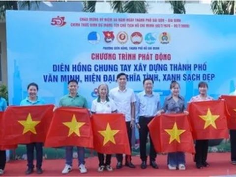Phường Diên Hồng trao cờ Tổ quốc, cây xanh, suất ăn nghĩa tình đến người dân